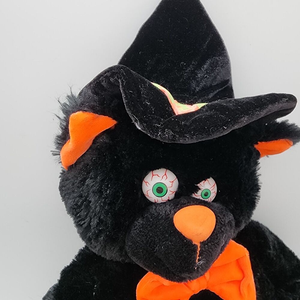 Fiesta Halloween Black Cat Plush 17" Witch Hat Big Eyes Stuffed Animal Toy 2007 - Picture 2 of 10